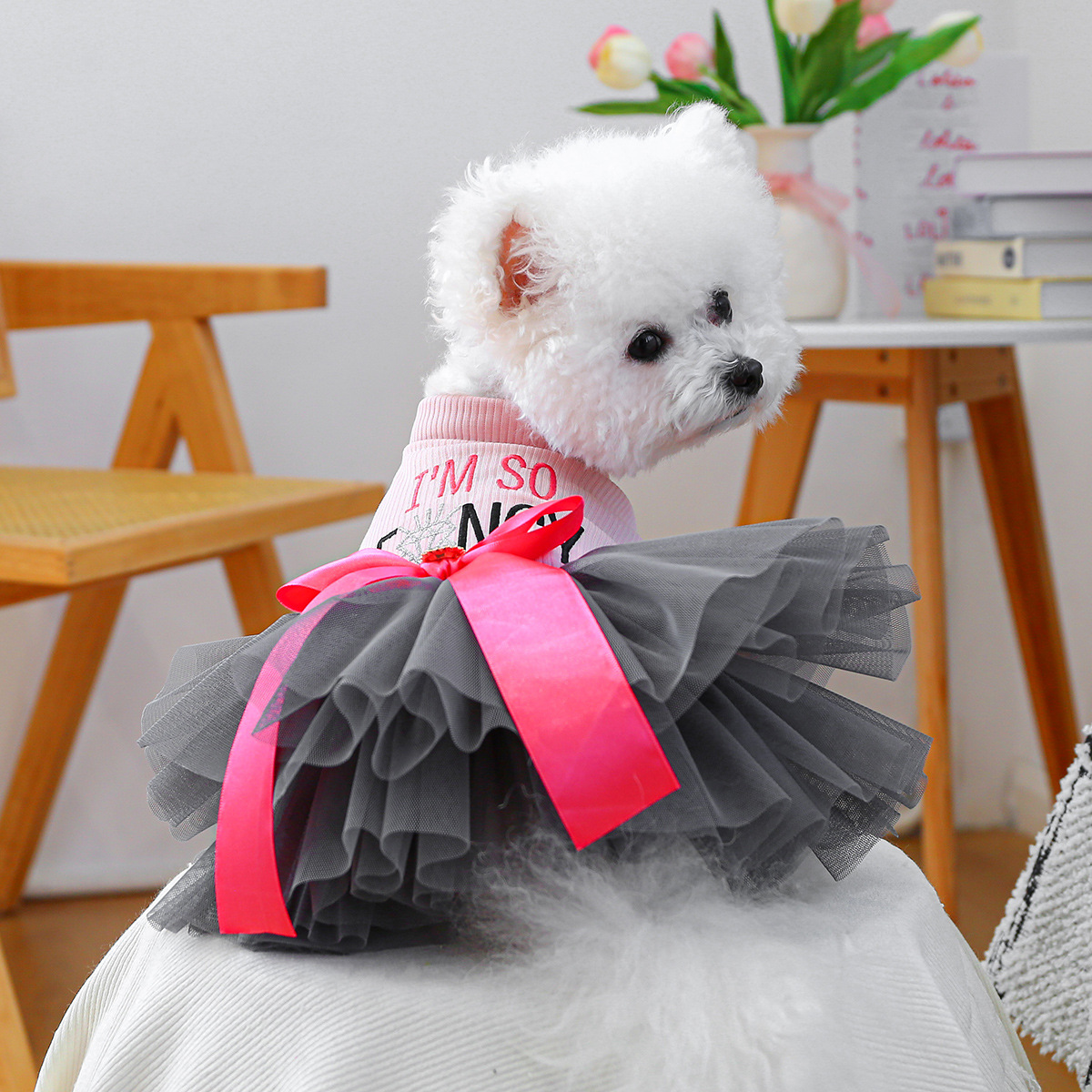 Elegant  Pet Wedding Costume Dog Tulle Tutu Dress with Sequin Bodice